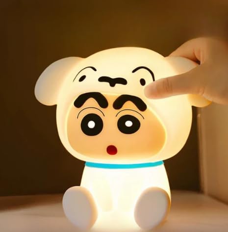 Crayon Shin-chan Shiro Night Light, Soft Silicone, Switch Glow LED lamp. White Color Light, Designed as a Sleep Companion, Ideal for Children & Home Decor (Small Size)