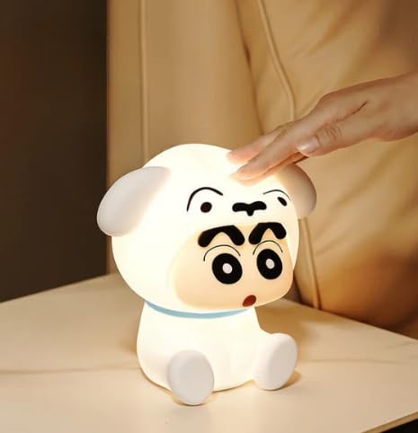 Crayon Shin-chan Shiro Night Light, Soft Silicone, Switch Glow LED lamp. White Color Light, Designed as a Sleep Companion, Ideal for Children & Home Decor (Small Size)