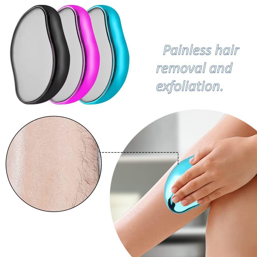 Crystal Hair Eraser for Women and Men, Magic Crystal Hair Remover Painless Exfoliation Hair Removal Tool for Arms Legs Back, Washable Crystal Epilator Without Shaving for Smooth Skin Gifts (random Colour) - GLIMMER 