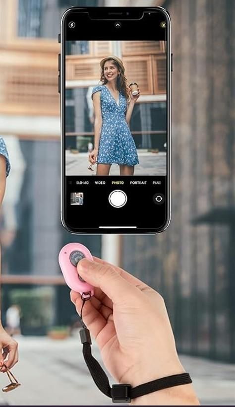 POPIO Bluetooth Remote Shutter Button for Selfie Stick Tripod | Wireless Camera Controller Clicker Compatible with Android & iOS Smartphones - GLIMMER 