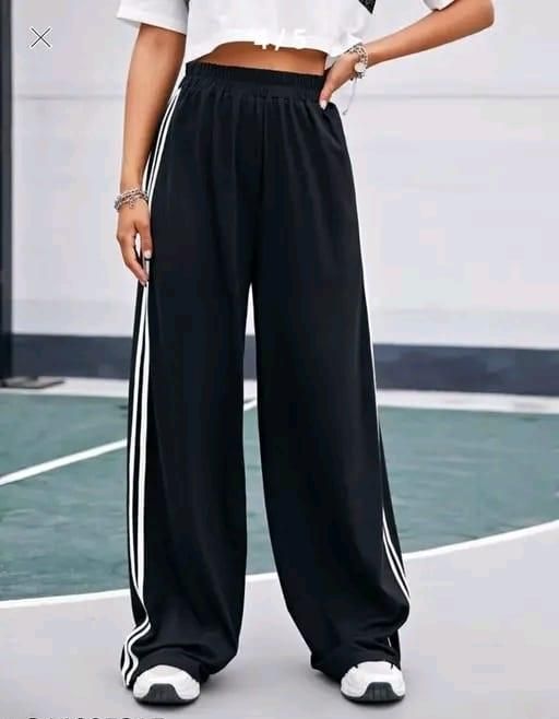 Women's Hight Waist Wide-Leg Jogger Pant Black & White Stripe - GLIMMER 