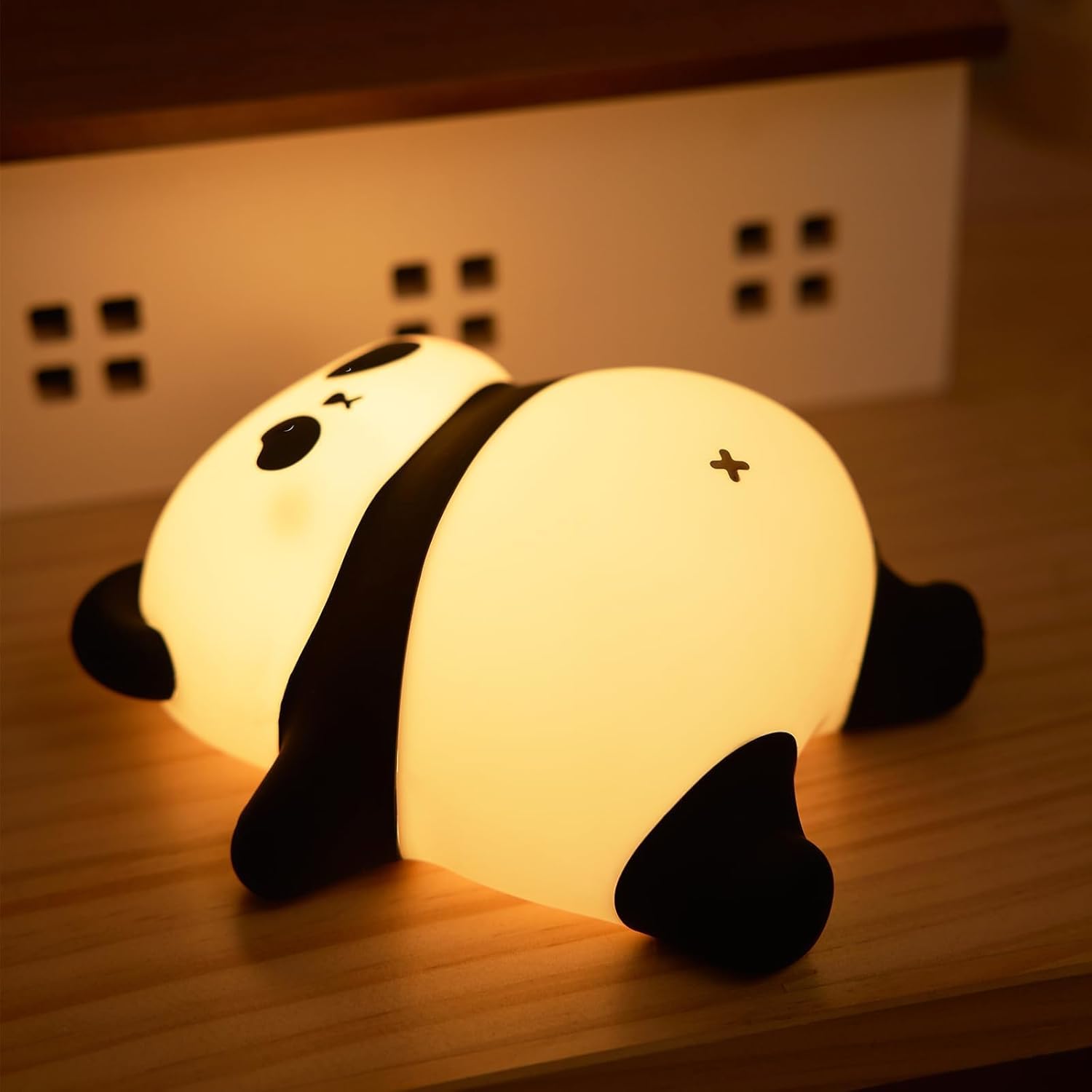 Glimmer18.shop Kids Sleeping Panda Night Light Touch Silicone Animal Night Lamp | Rechargeable LED Bedside Lamp for Children's Bedroom | Ideal Gift for Boys, Girls, Toddlers, and Nursery, White