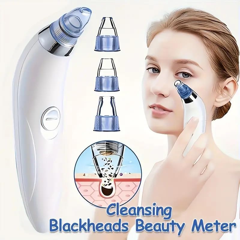 BELOXY 4 In 1 Multi-Function Blackhead Whitehead Extractor Remover Device Facial Cleansing Tool,Skin Cleaner,Pimple Removal Tool,Acne Pimple Pore Cleaner Vacuum Suction Tool For Men & Women (White)