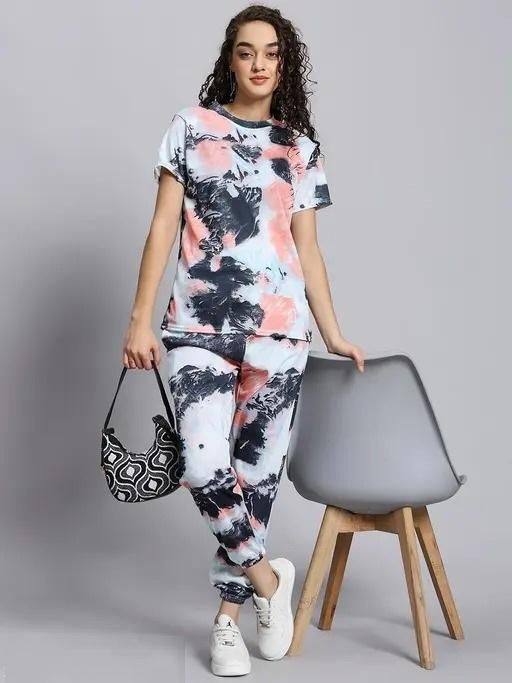 Women's Casual Tie Dye Print Night Suit - GLIMMER 