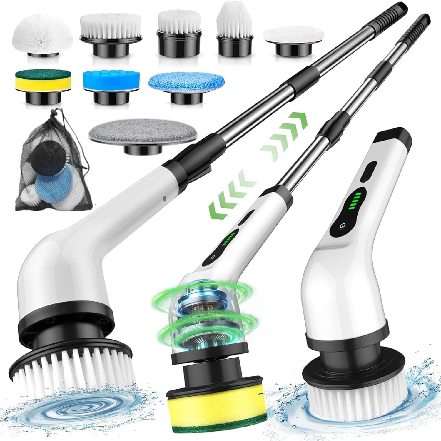 BRONTIX 9 in 1 Cordless Electric Spin Scrubber - Cleaning Brush for Home, Electric Mop Machine for Floor, Bathroom Cleaning - GLIMMER 